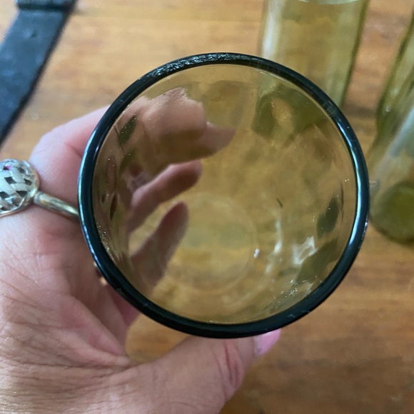 4 Vintage Anchor Hocking Avocado Green Juice Glasses - Picture 3 of 5